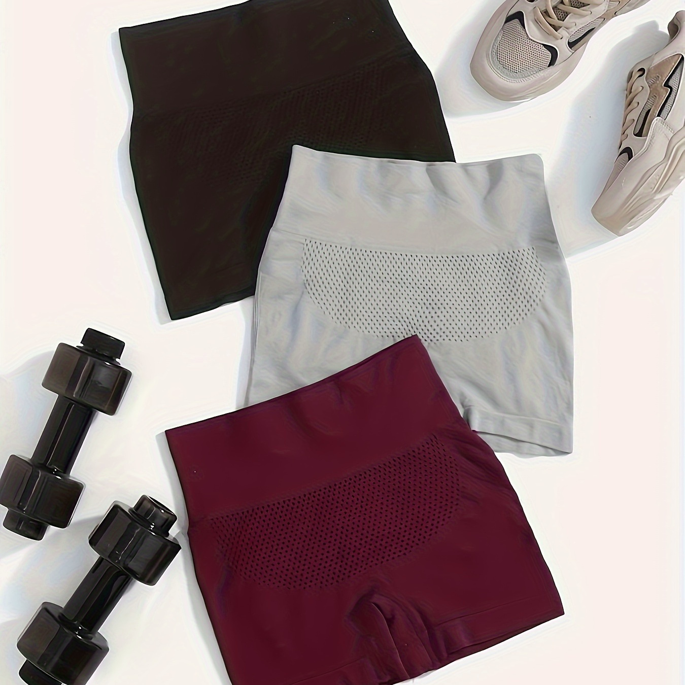 

3 Pcs Women's Short Yoga Leggings With High Waist, Fitness Leggings, Comfortable And Breathable, And Stretchy