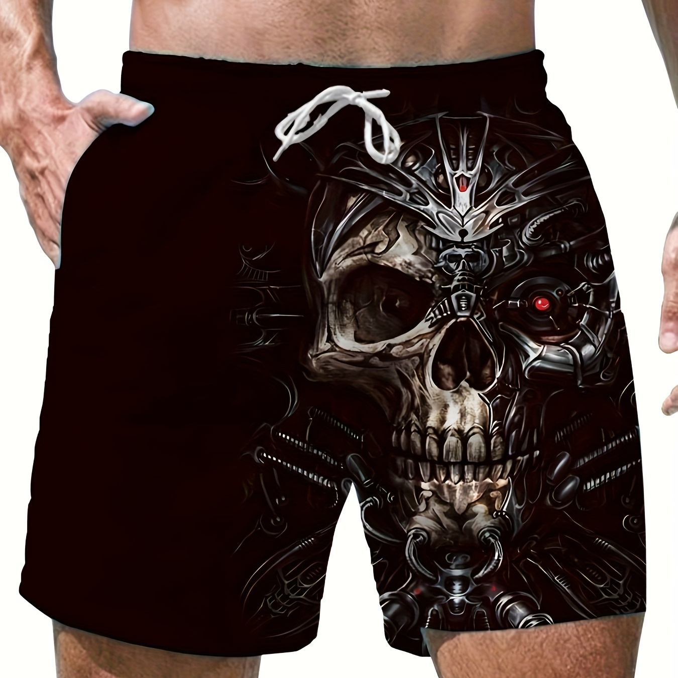 

Men's 3d Print Beach Shorts - Casual, Quick-dry Polyester With Drawstring Waist, Machine Washable, Print, Beach Shorts