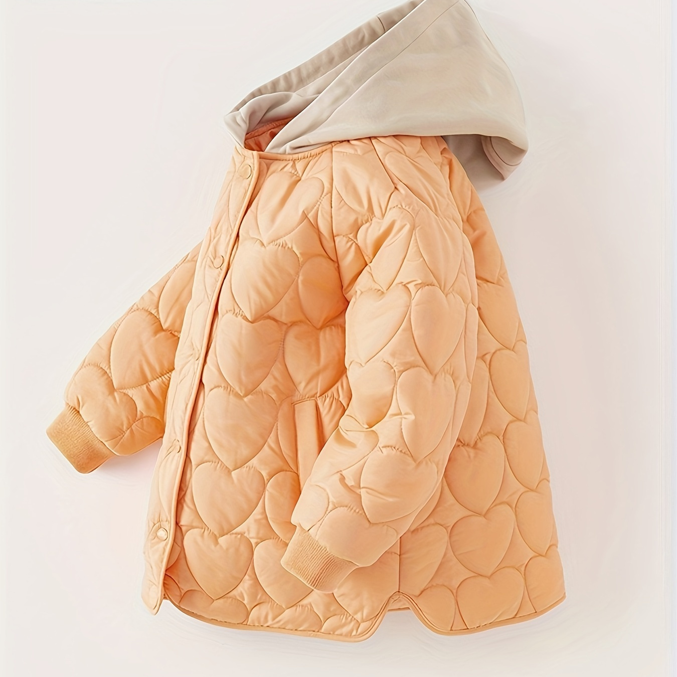 

Dave&bella Sweet Hearts Jacquard Padded Coat For Girls, Casual Warm Hooded Jacketd For Winter/fall