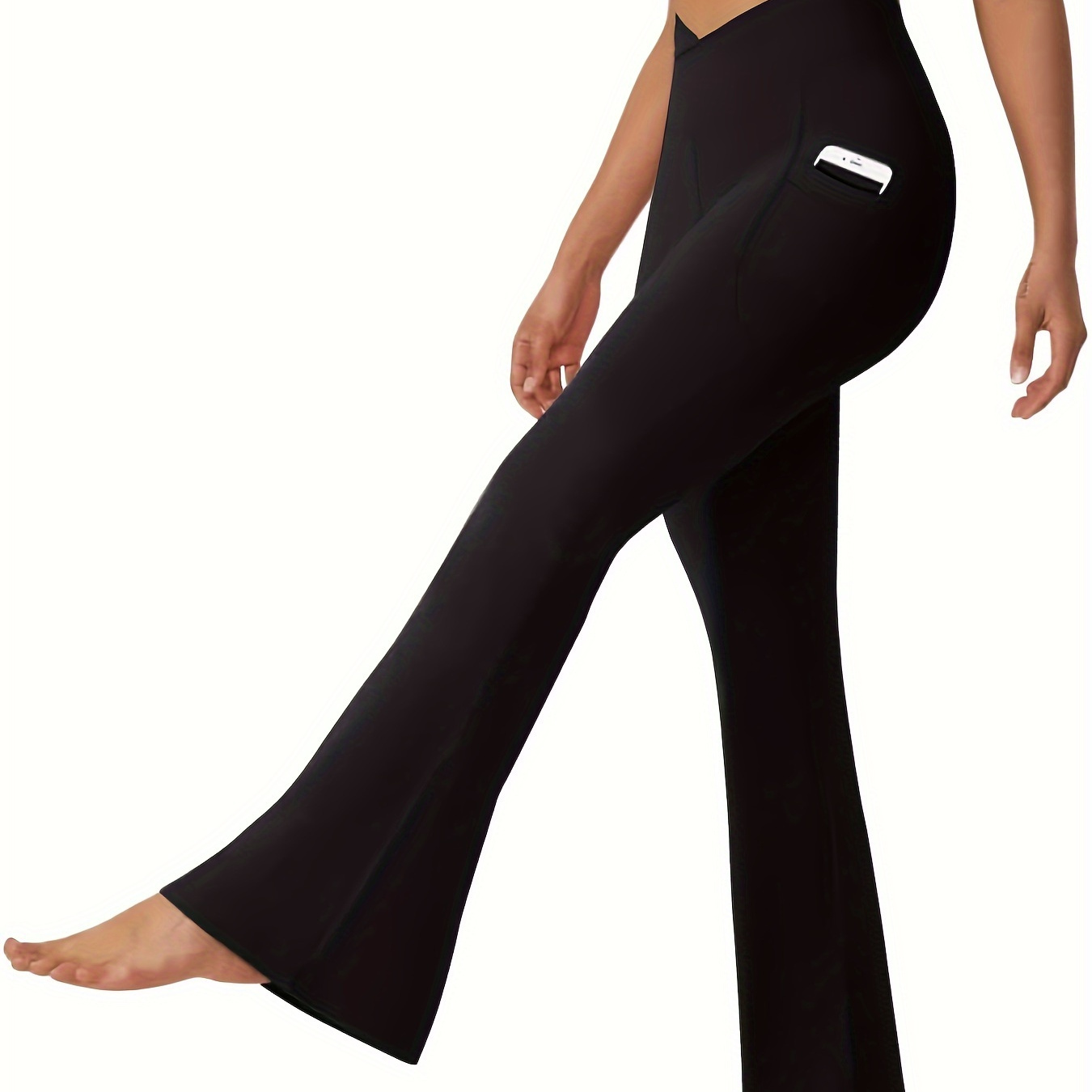 

Pantalon de yoga évasé taille haute pour femmes avec poches, du ventre extensible, danse bootcut amincissante pour l'entraînement