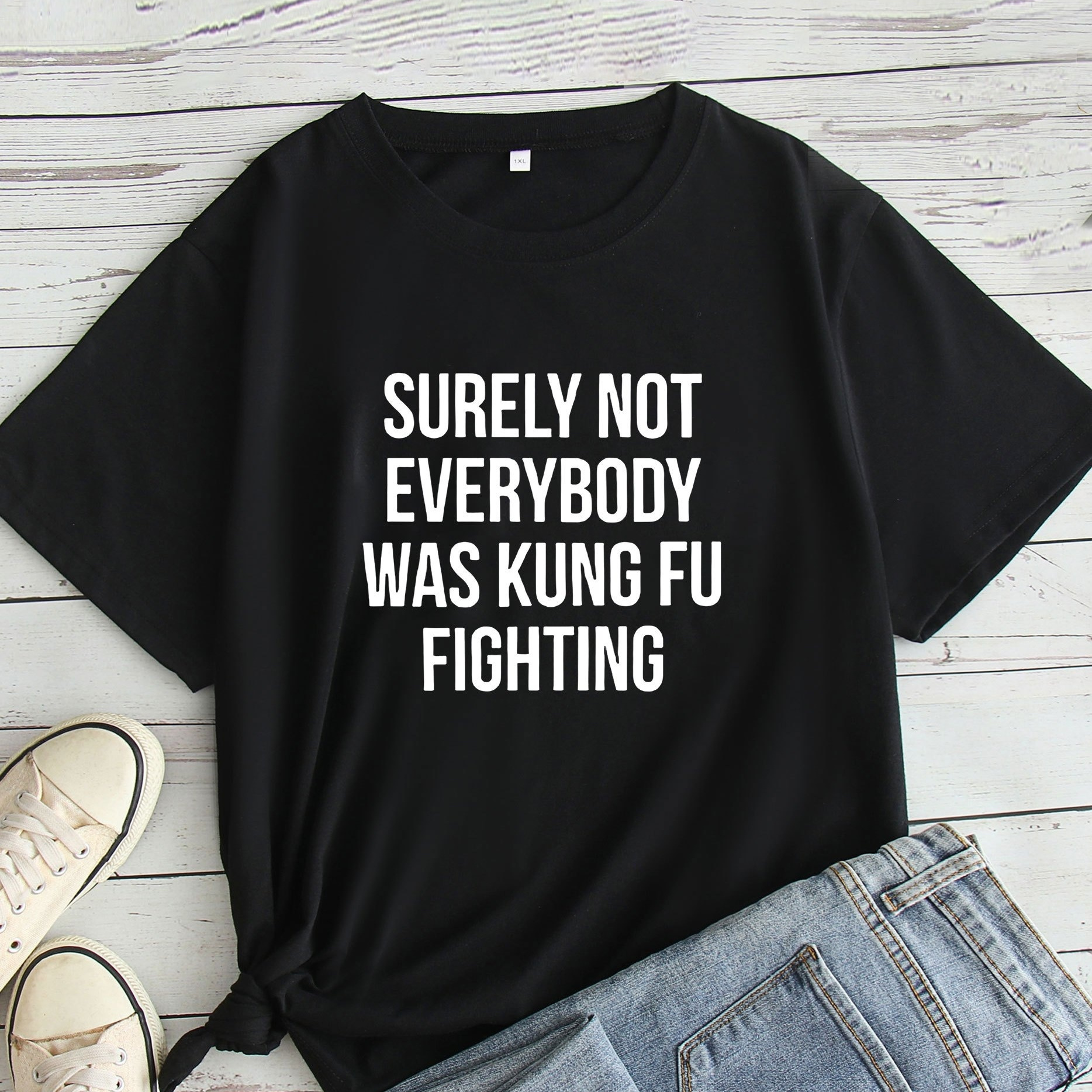 

Plus Size Letter Print T-shirt, Casual Crew Neck Short Sleeve T-shirt, Women's Plus Size clothing