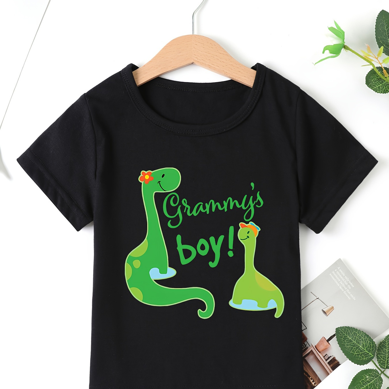 

Boys Grammy's Boy Dinosaur Print Casual Short Sleeve T-shirt, Cool Comfy Versatile Trendy Tee Boys Summer Outfits Clothes