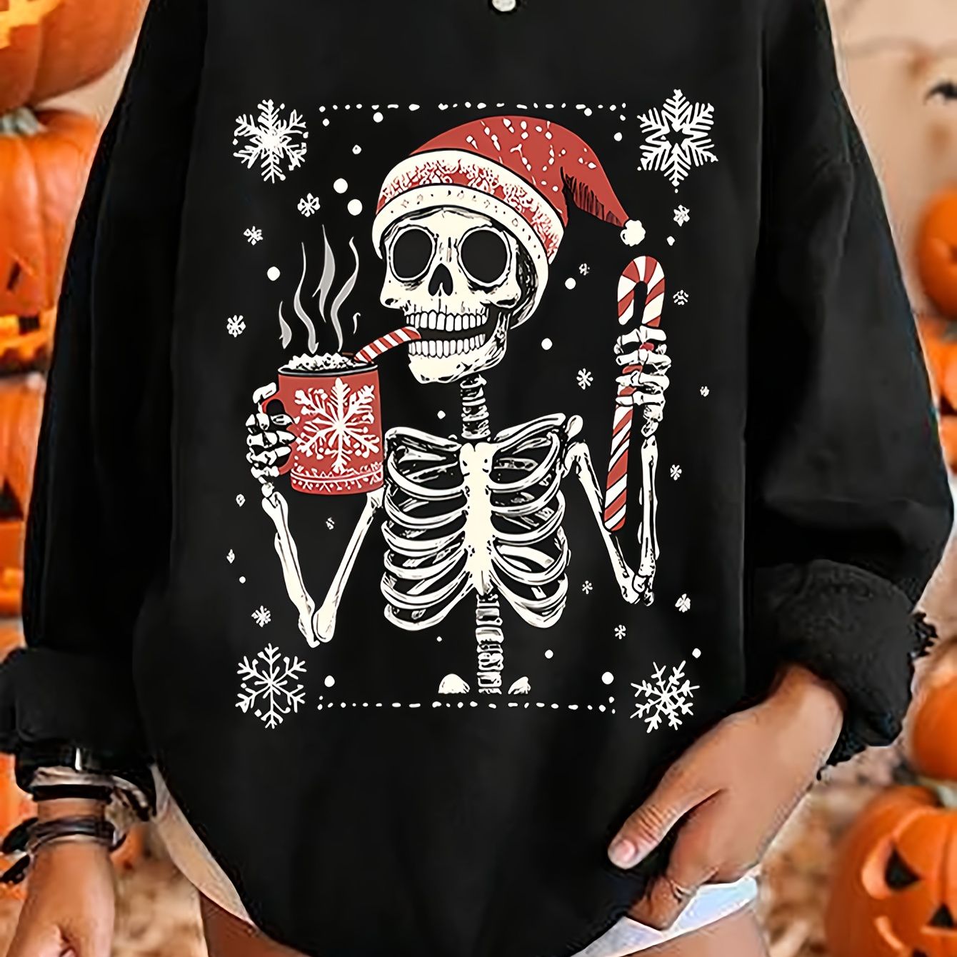 

Christmas Sweatshirt, Polyester , Long Sleeve Slight , For Fall/