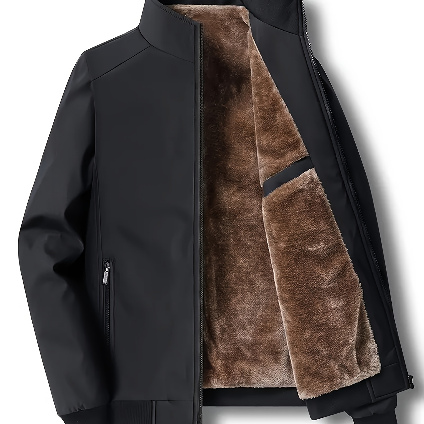 

Veste Coupe-Vent Doublée en pour Homme - Col Décontracté, Veste à Fermeture Éclair pour Automne/Hiver