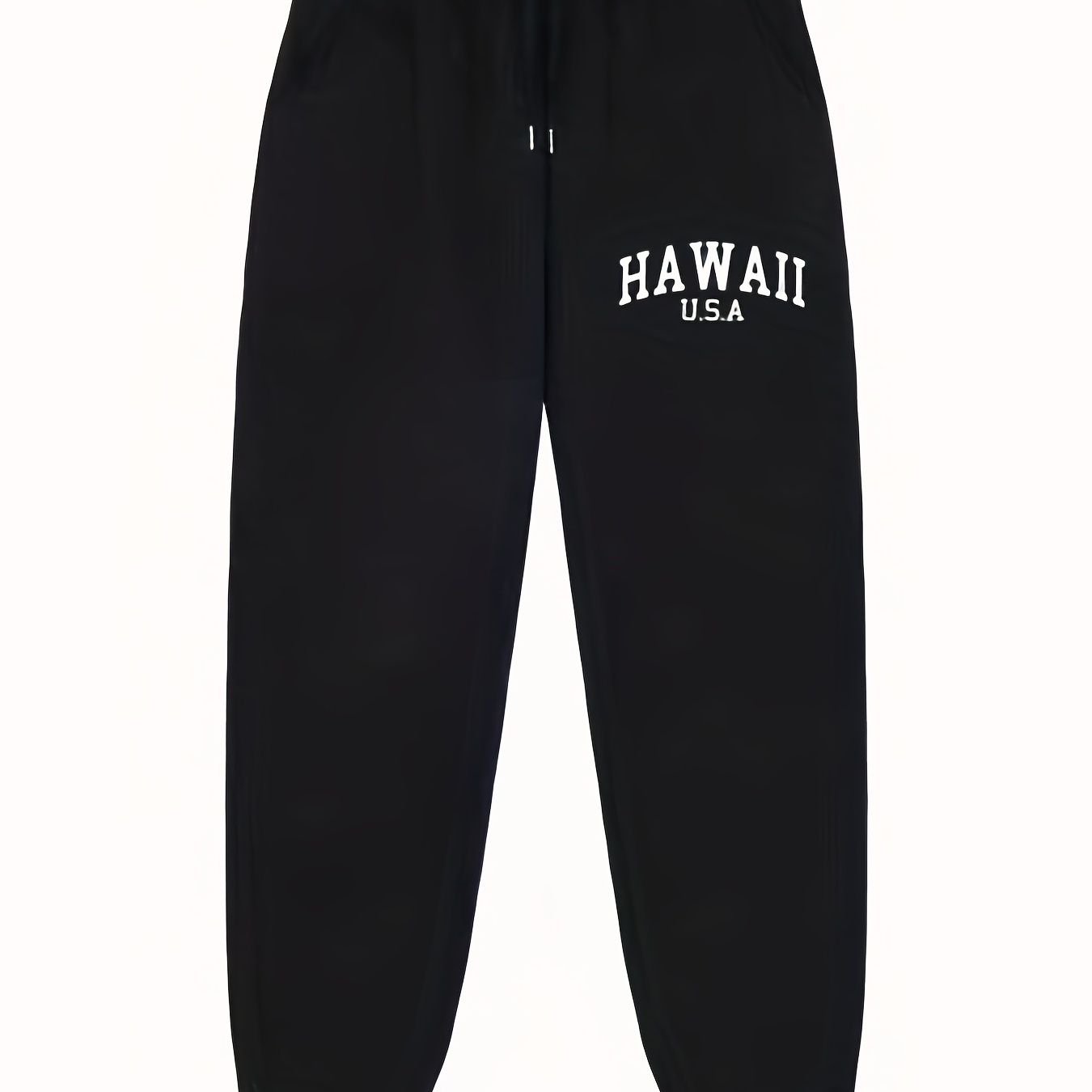 

hawaii" Print Joggers With Pockets, Men's Stretch Waist Drawstring Casual Pants Sweatpants For Fall Winter