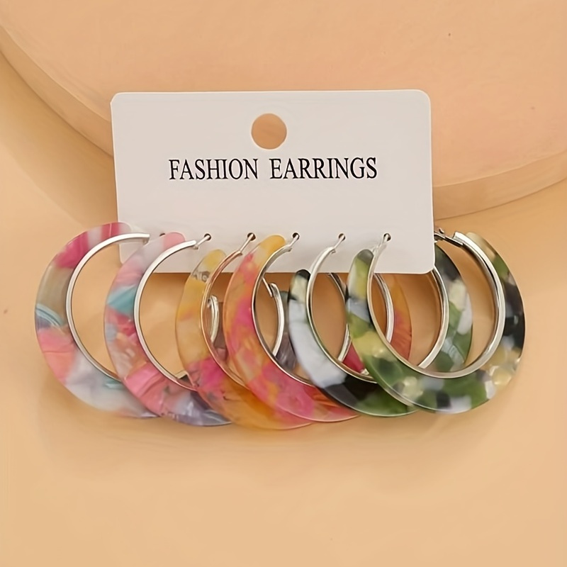 

C-shaped Round Hoop Earrings Female Geometric Type 3 Pairs Earrings Set