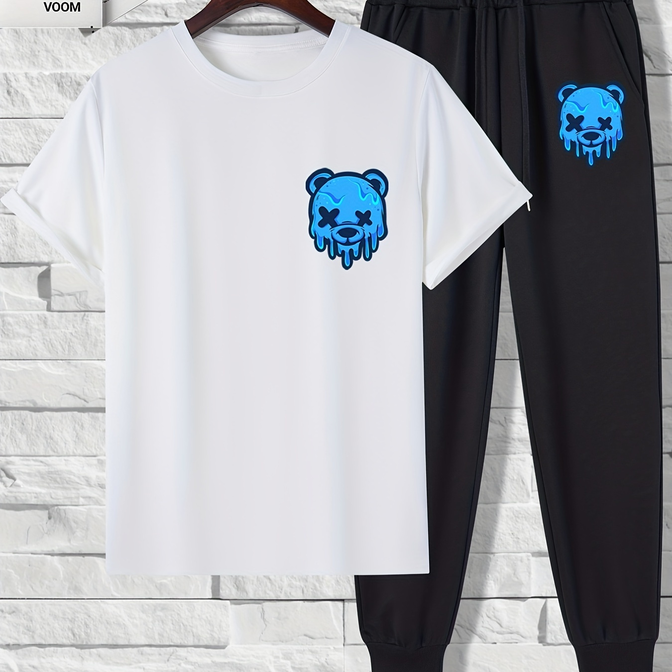 

Blue Bear Men's 2pcs, Round Neck T-shirt And Drawstring Trousers Set