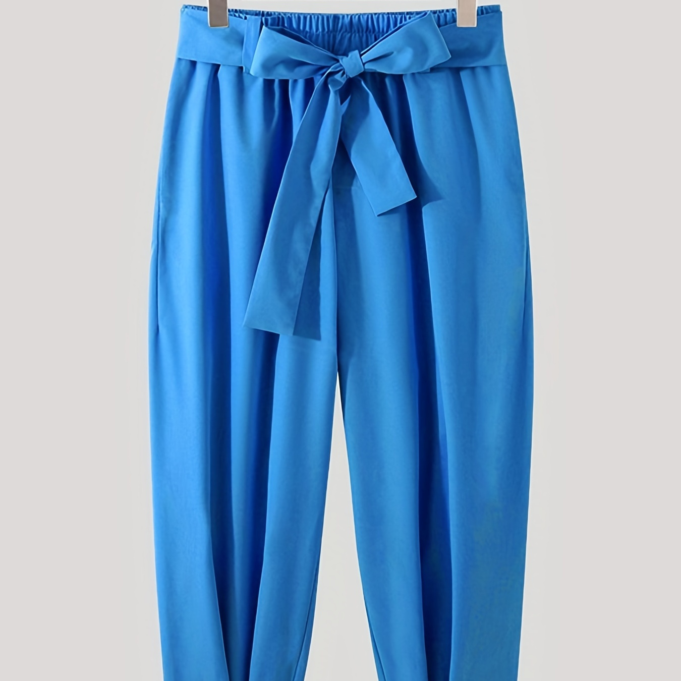 Cropped Trousers With Belt, Men's Casual Street Style Chic Baggy Harem Pants For Spring Fall