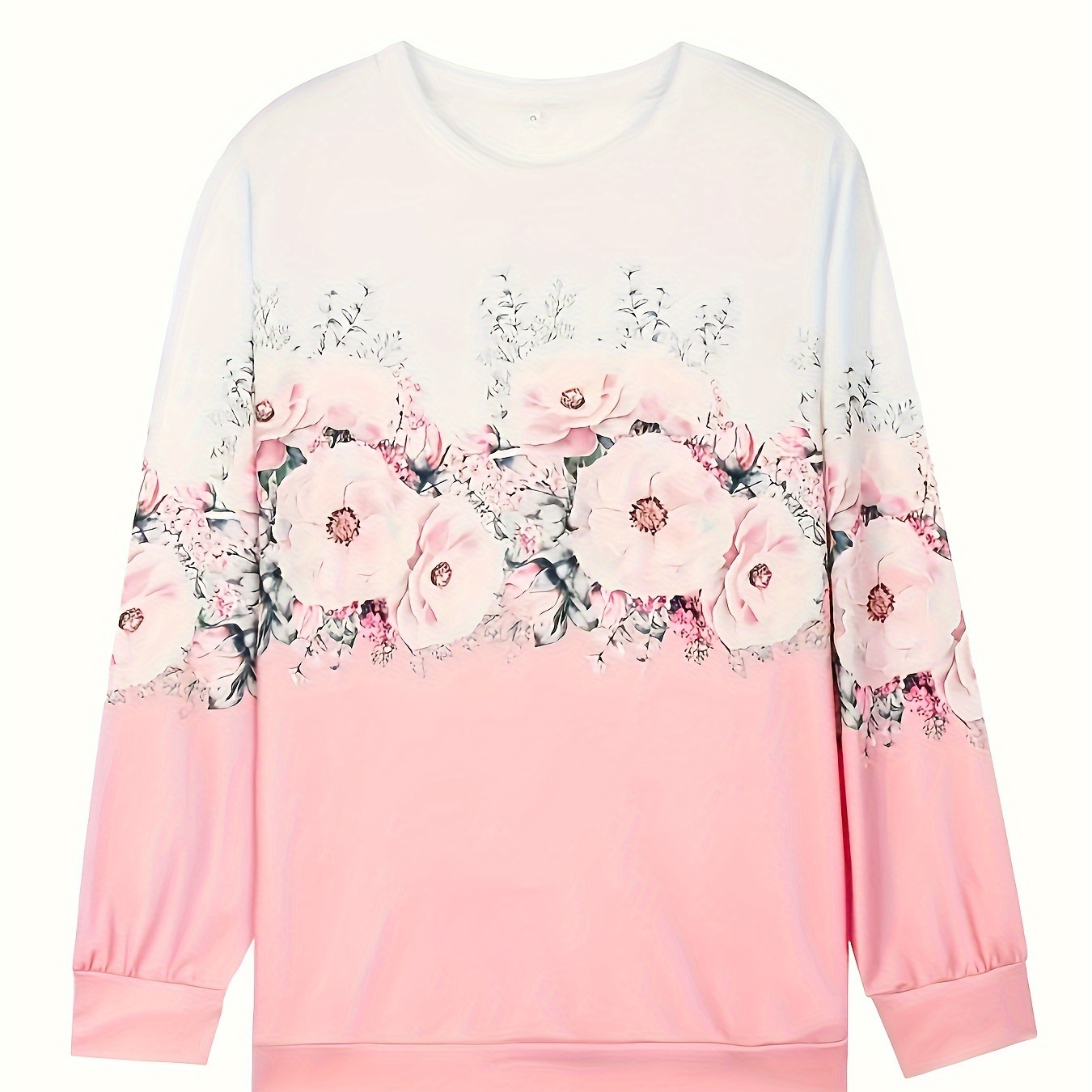 

Floral Print Pullover Sweatshirt, Casual Long Sleeve Crew Neck Sweatshirt For Fall & Winter, Women's Clothing