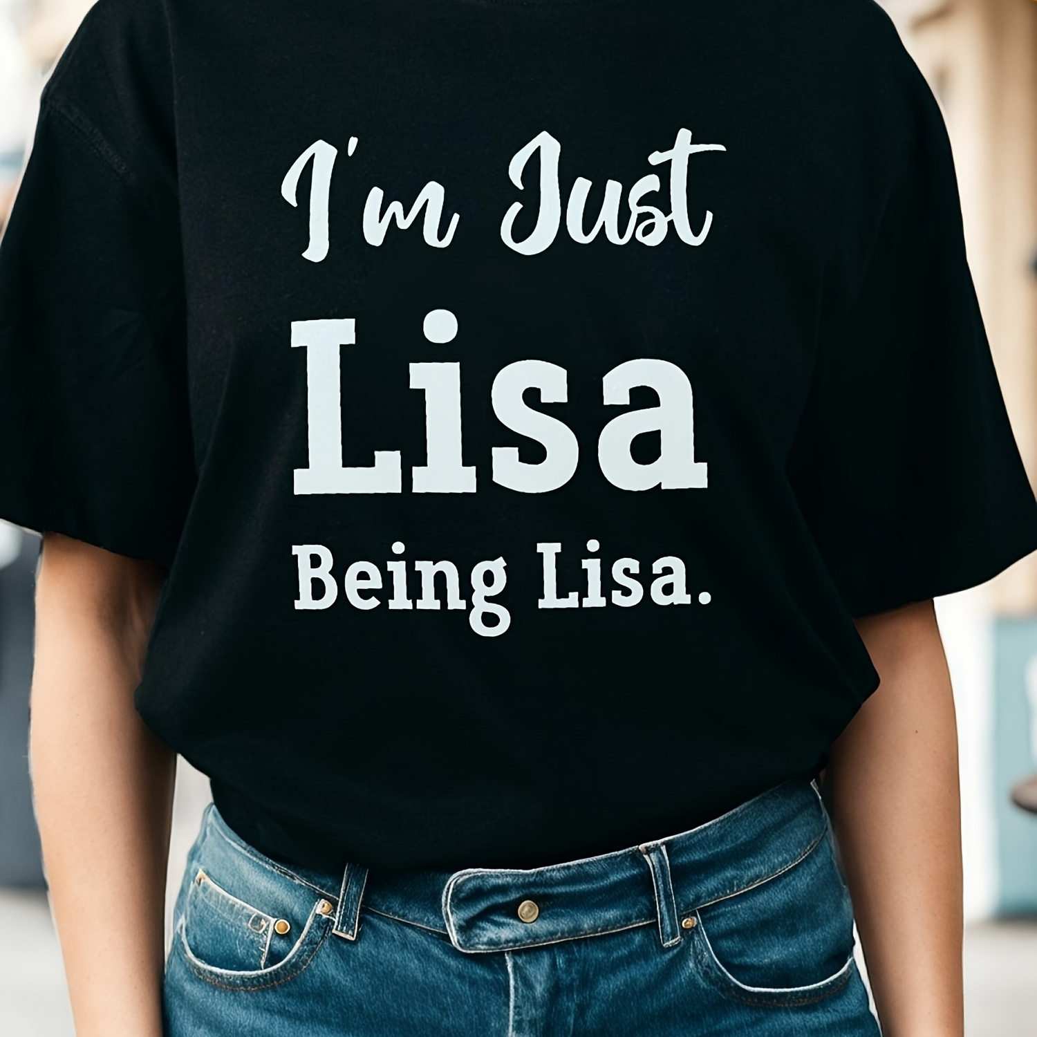 

[ ] Women's Soft T-shirt - "i'm Just " Graphic, Fit, Black With White Lettering, Casual Round Neck Tee For Spring/summer