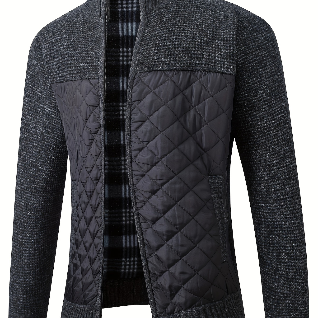

Men's Casual Stand Collar Knitted Sweater Coat, Chic Warm Long Sleeve Coat