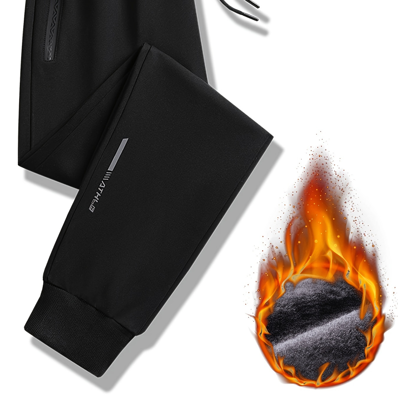 

Warm Fleece Joggers With Pockets, Men's Stretch Waist Drawstring Casual Pants Sweatpants For Fall Winter
