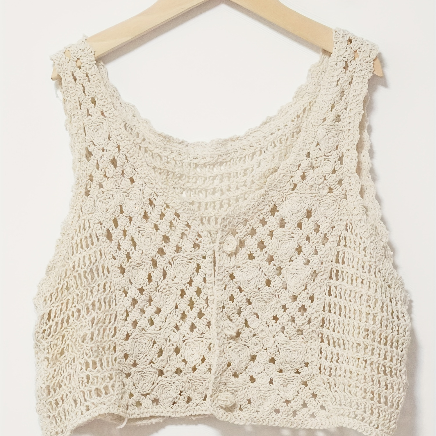 

Girls Solid Knit Hollow Vest Top For Summer