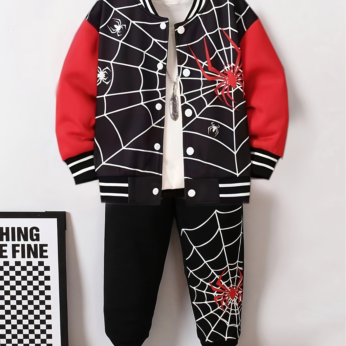 

2pcs Boys Spider Long Sleeve & Long Pants Set, & , Outfits For And , As