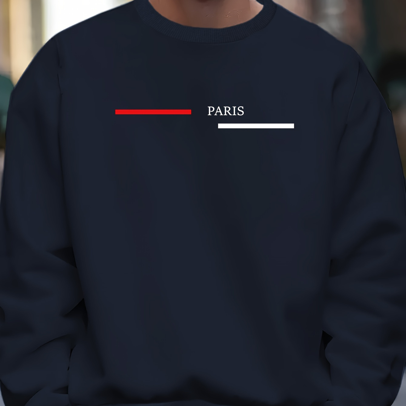 

Geometric And Paris Print Men's Crew Neck Casual Long Sleeve Fashionable Sweatshirt, Hip Hop Style, Suitable For Spring, Autumn And Winter, For Outdoor Sports, Men's Clothing, As Gifts