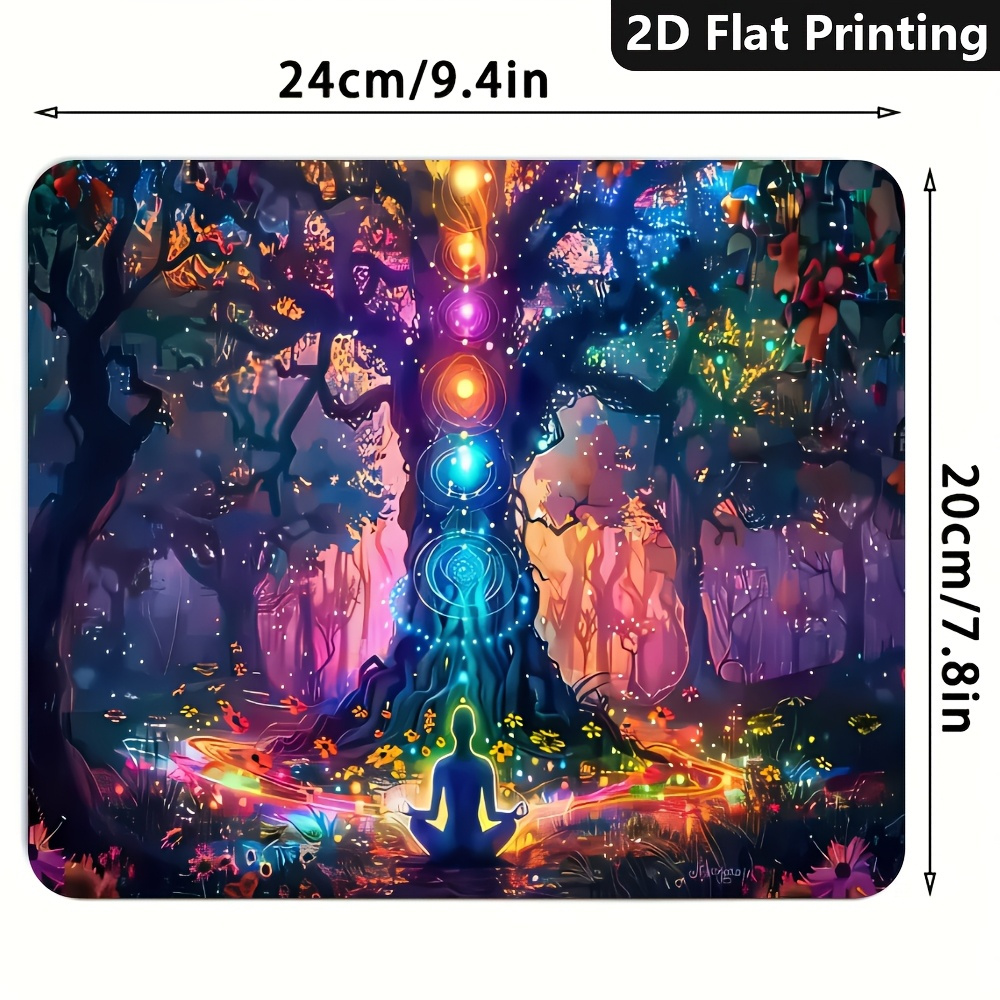 TEMU Abstract Forest With Chakra Symbols, 1pc, Mouse Pad, Various Sizes, Desk Mat Durable And Comfortable - Laptop And Computer Desktop Additions -