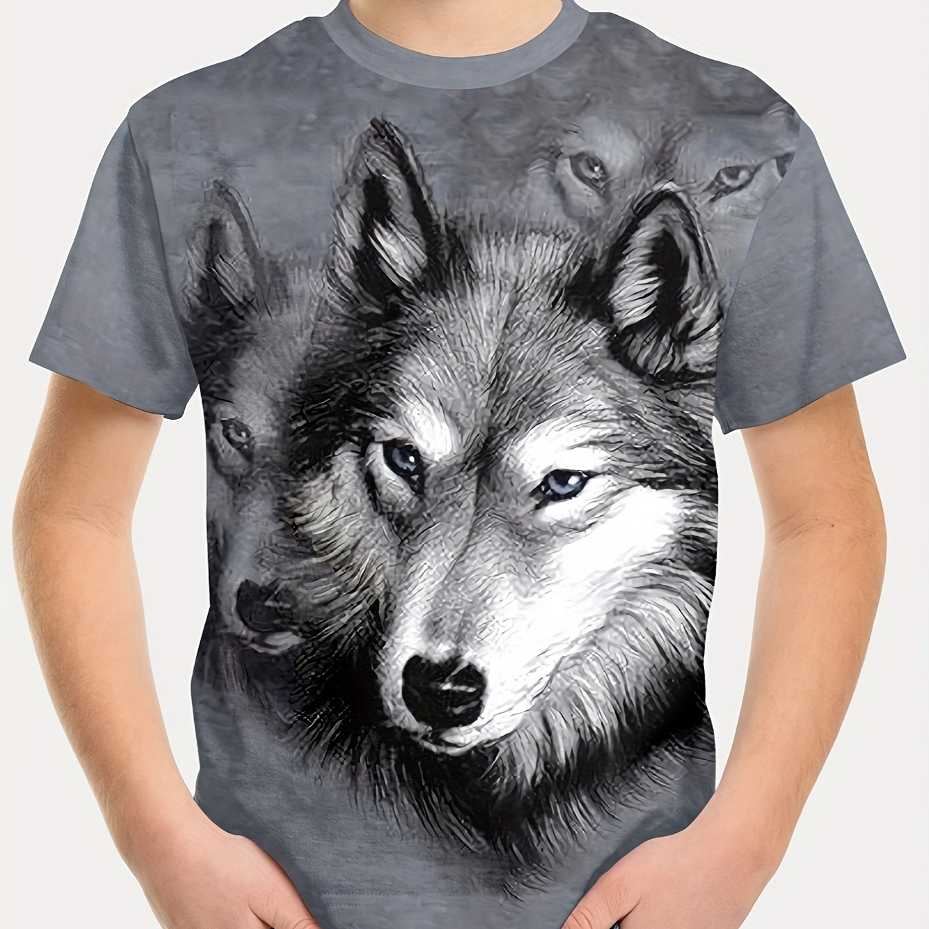 

Cool Wolf 3d Print T-shirt, Tees For Boys, Casual Short Sleeve T-shirt For Summer Spring Fall