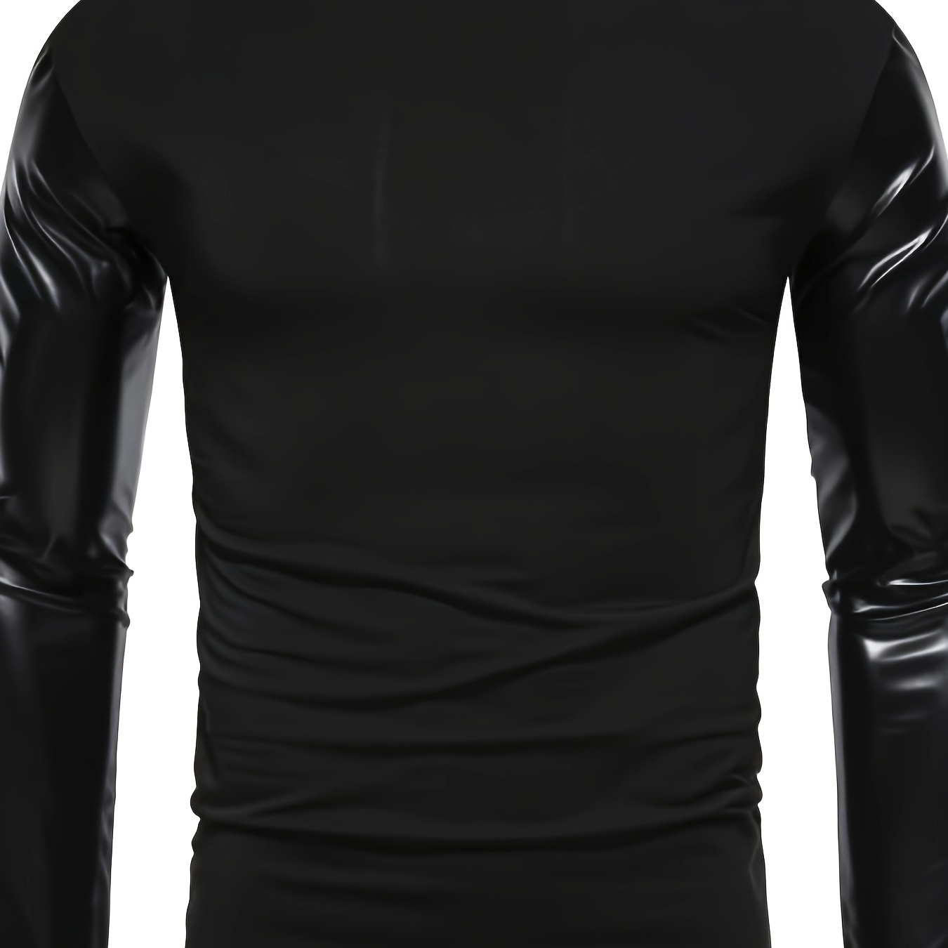 

Men's Casual Long Sleeve T-shirt With Leather Detail - Stretchy, Knit Fabric For Spring/fall