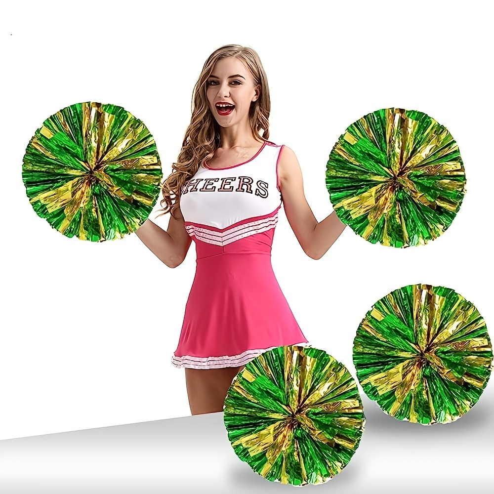 12pcs Cheerleading Pom Poms pour enfants, feuille métallique et anneau en plastique  Cheer Pom Poms pour garçon
