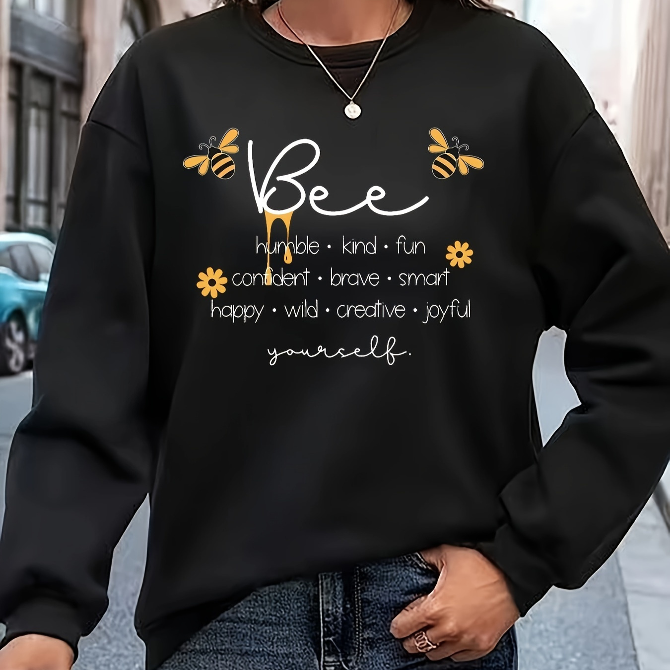 

Pullover Sweatshirt, Casual Long Sleeve Crew Neck Sweatshirt For Fall & Winter, Women's Clothing
