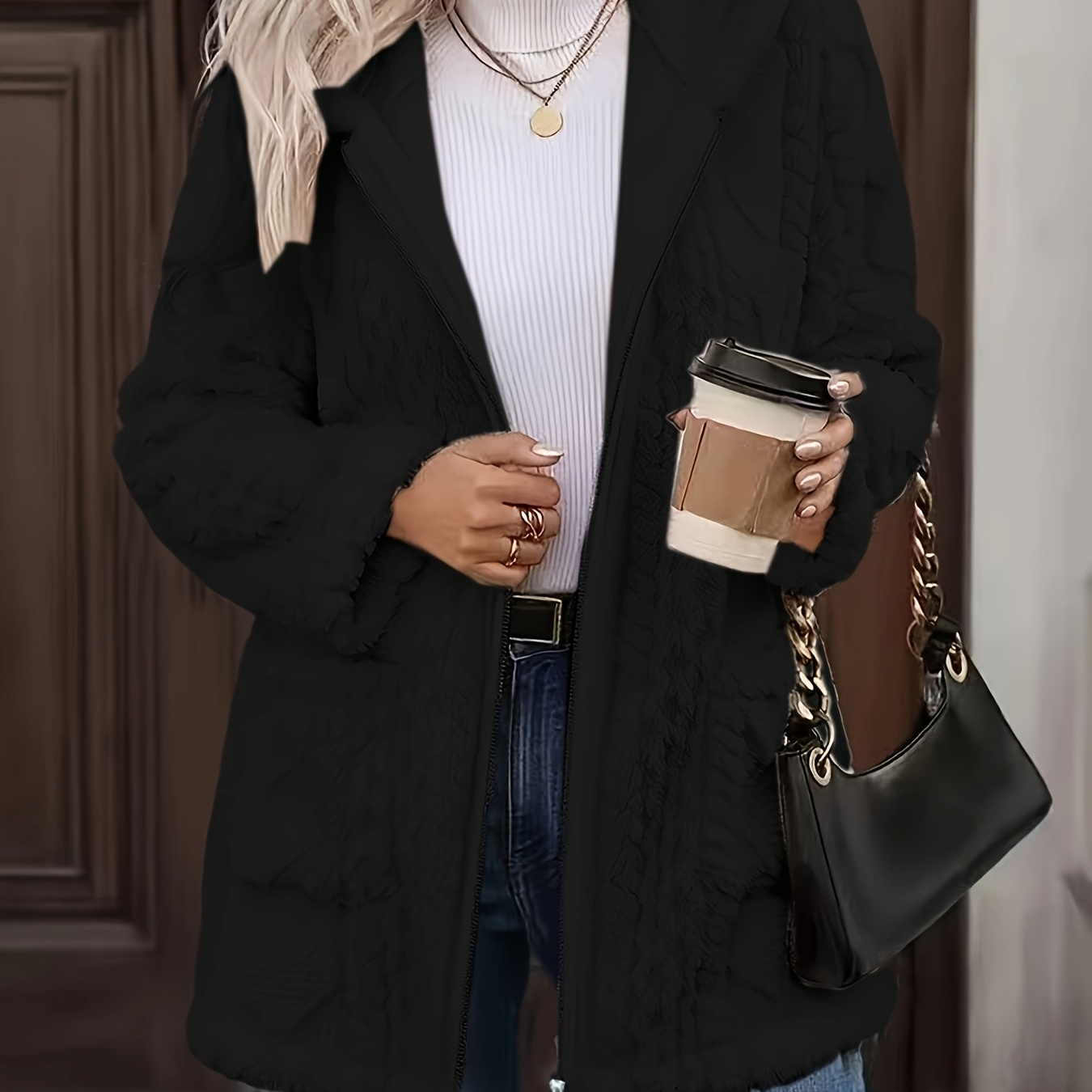 Women's Black Quilted Puffer Jacket