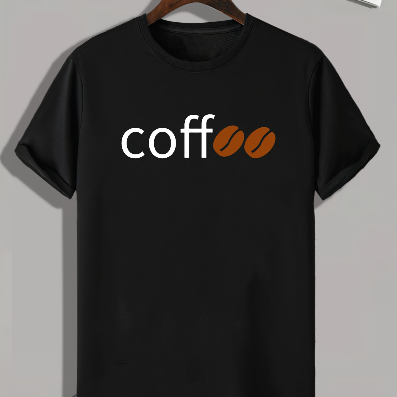 

Coffee Print, Men's Graphic T-shirt, Casual Comfy Tees For Summer, Mens Clothing