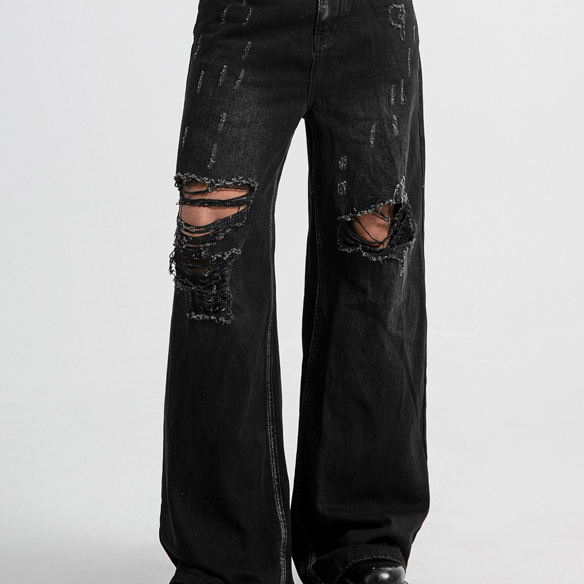 

Men's Casual Jeans With Holes, Straight Leg, Loose And Wide Leg, Street Dance, Skateboarding, Pants