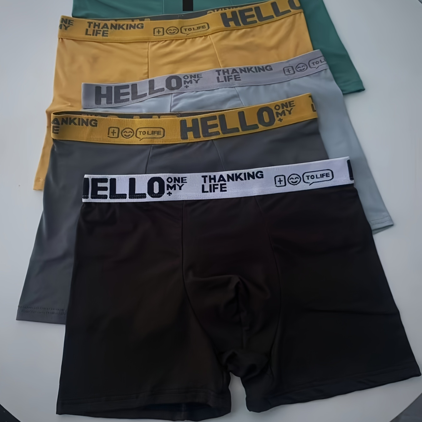 

3-pack Hello Men's Boxer Briefs, Solid Color, Soft Comfortable Polyester & Spandex , Embroidered Detail, Daily & Casual Wear, Knit Fabric, 130gsm - Random Sizes