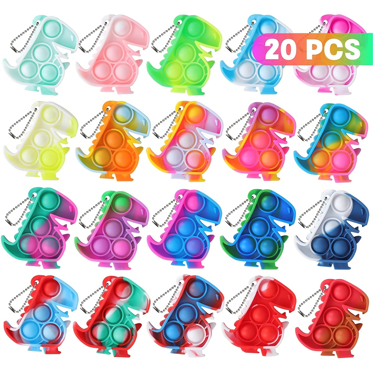 Couleur spinner-7 Porte-clés dinosaure pop it anti-stress, vente