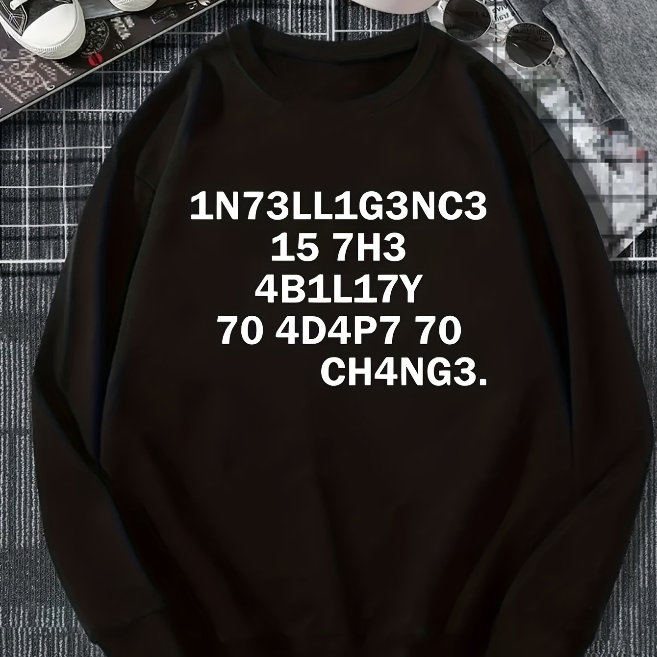 

Letter Print Sweatshirt, Long Sleeve Crew Neck Pullover, Autumn And Winter Casual Tops, Men's Clothing