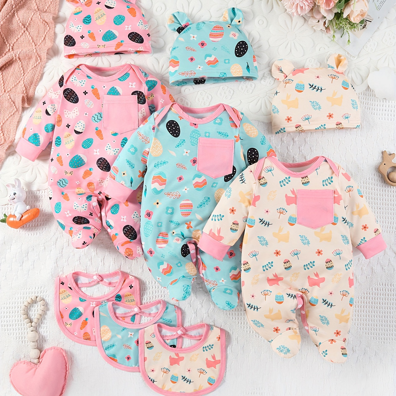 

9pcs Of Long-sleeved, Foot-covering For Babies And Toddlers, -, Egg, And , , Bottom Crotch, And , Long-sleeved, Foot-covering , And , And Clothes As , A -have For , For