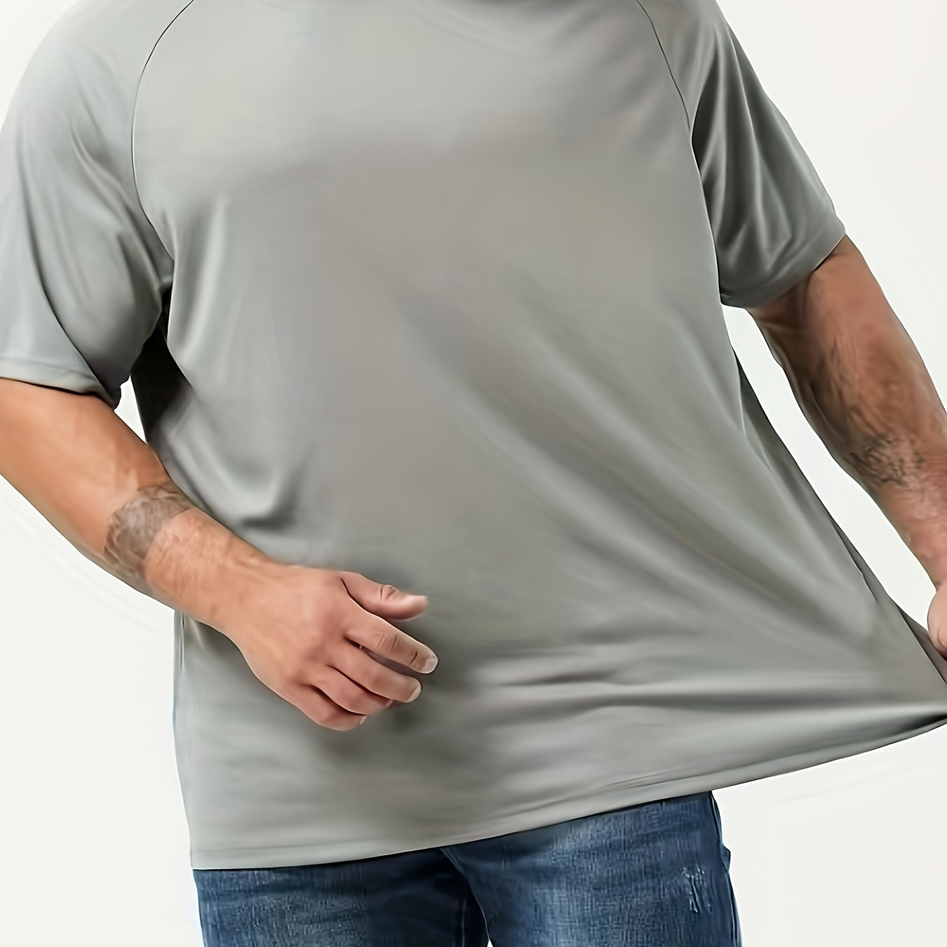 Plus Size Men's Solid T-shirt Sports Casual Short Sleeve Tees For Summer, Men's Clothing