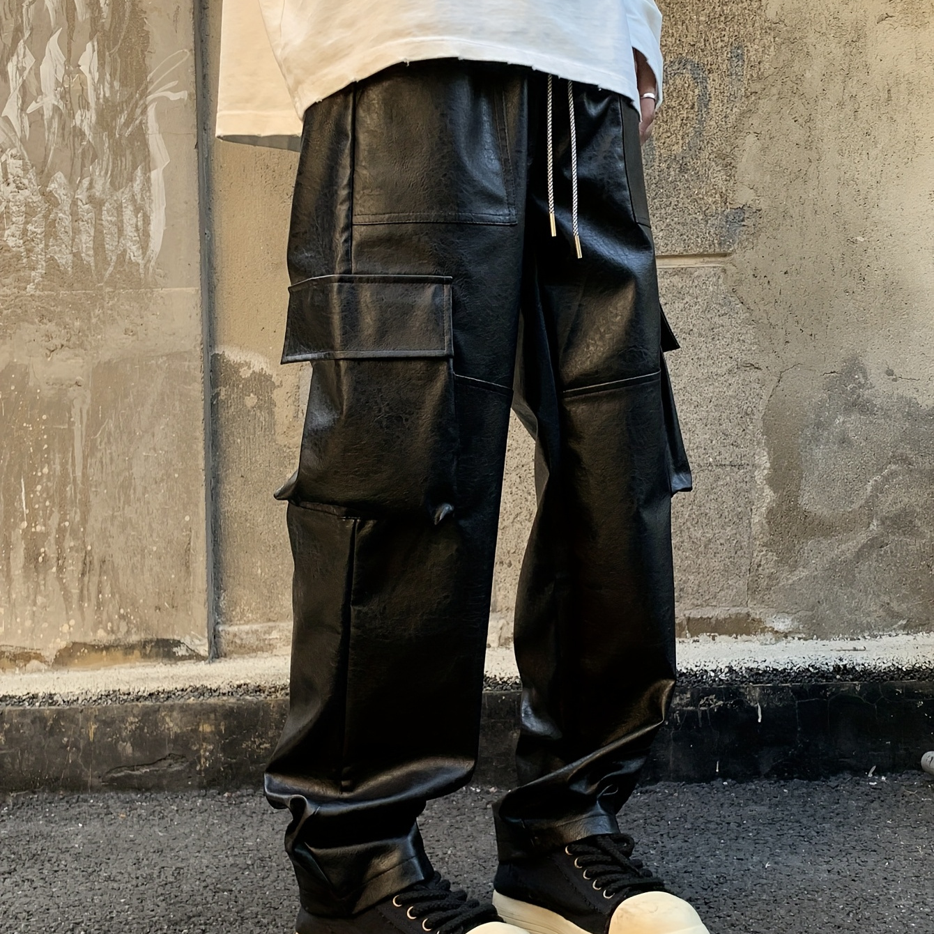 

9035 Men' Casual Pu Multi-pocket Pants