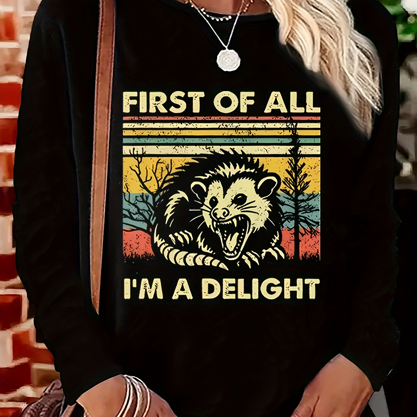 

Women's Simple Print Graphic Casual Sports Long Sleeve Crew Neck T-shirt