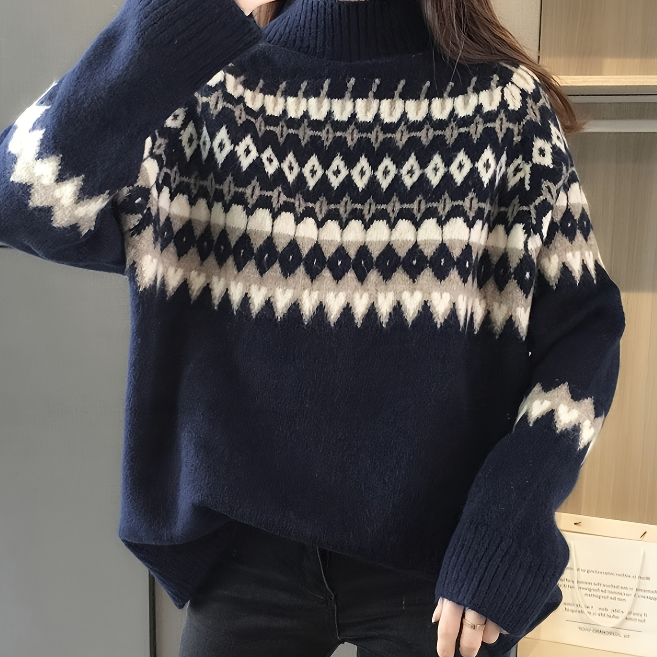 

' Knit Sweater, -, Pattern, , All-, Pullover