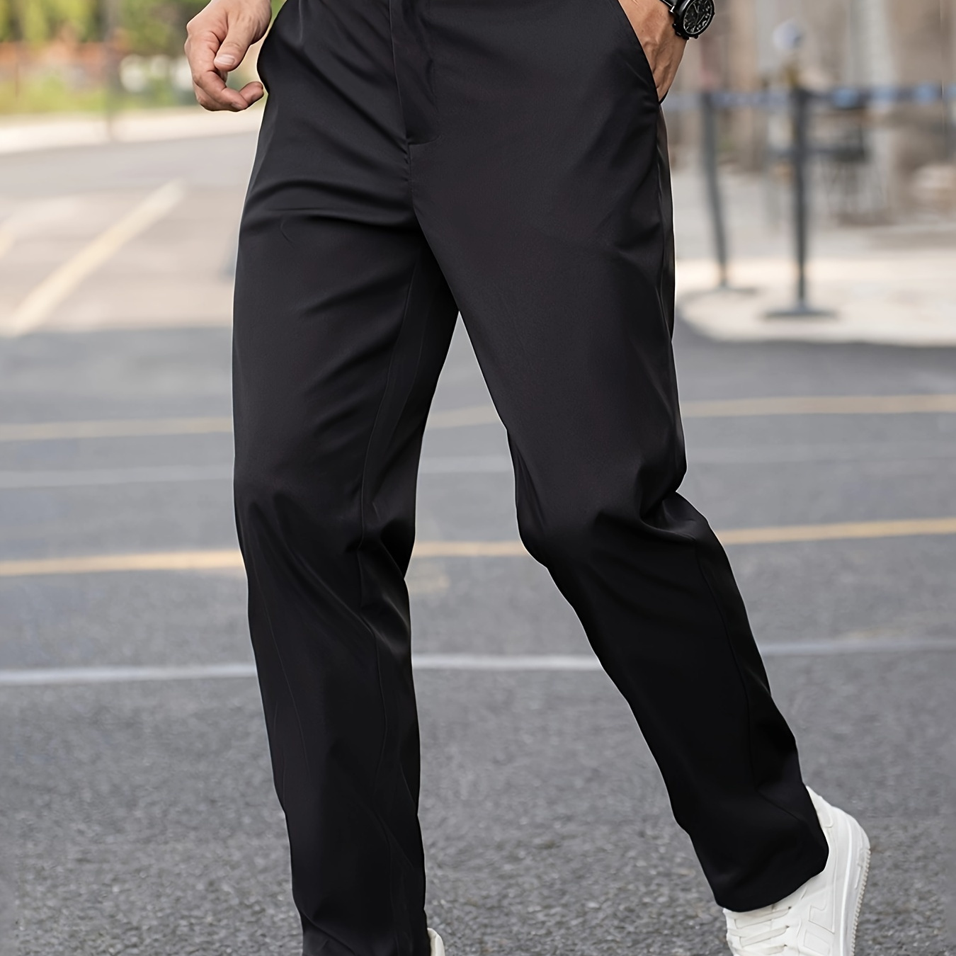 

Men's Slim Fit Navy Blue Dress Pants - Professional & Casual Polyester Trousers, Smooth , Wear, Hand Or Only, Dress Pants|modern Tailored Pants|nontransparent Fabric