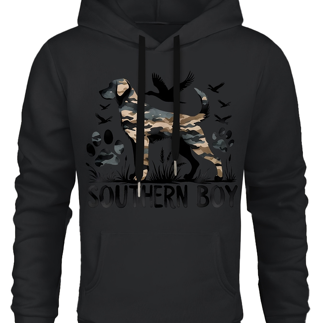 

Southern Boy Print Men's Hoodie - Casual Long Sleeve Fleece Pullover With Pockets, Fall & Winter