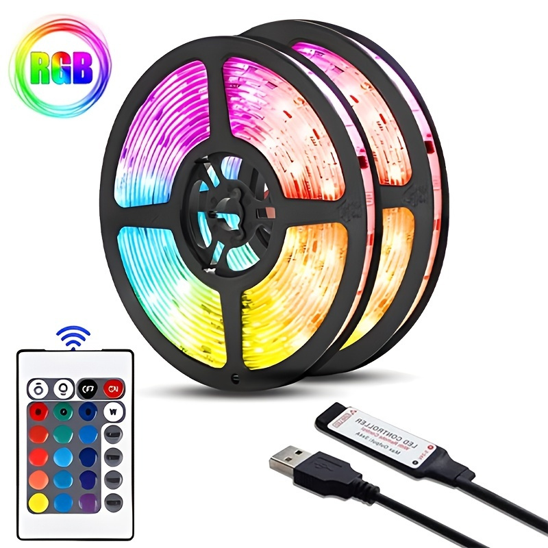 1 Set Led Strip Light With Ir Controller 32 8ft 10m Rgb 2835 5v Flexible Diode Strip Light 