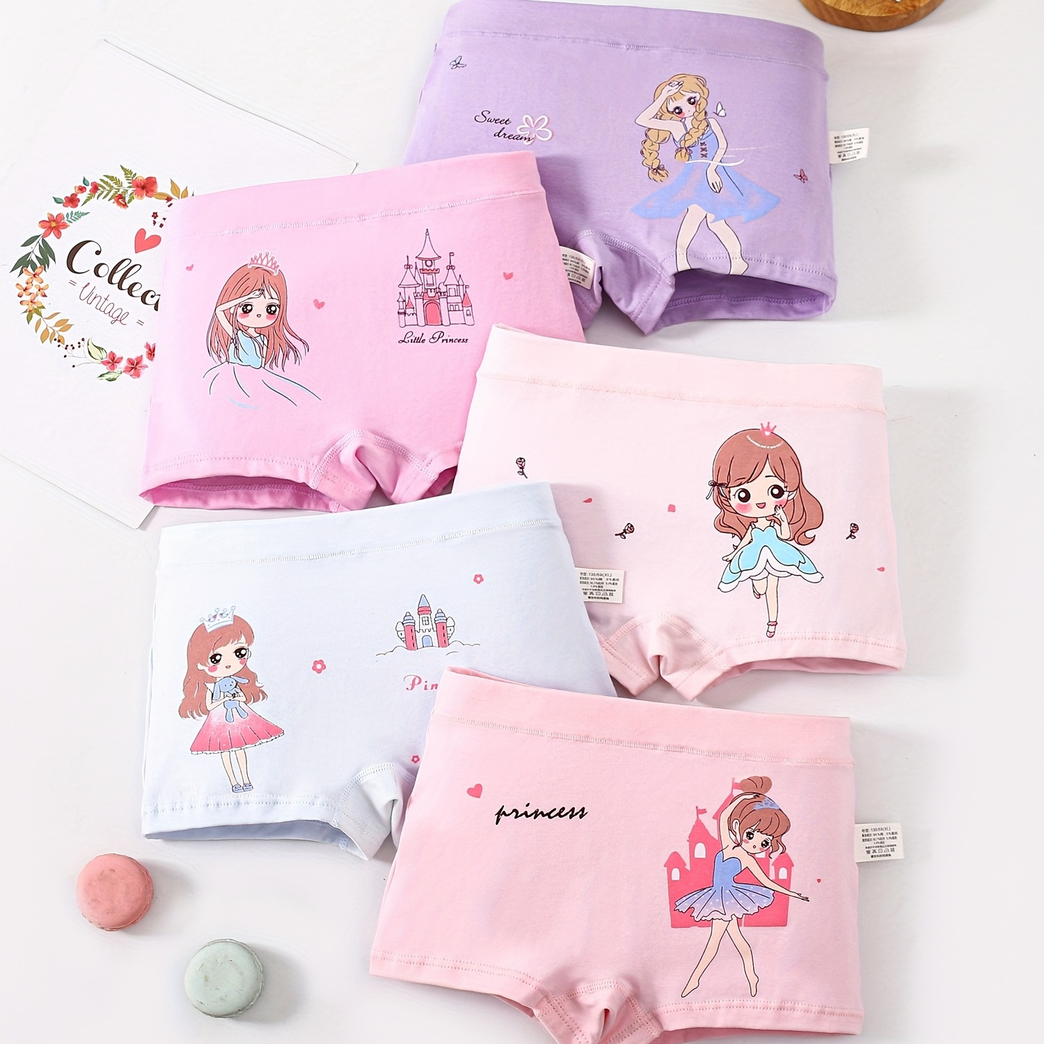 Toddler Girls Cotton Boxers Random Cartoon Princess Print - Temu