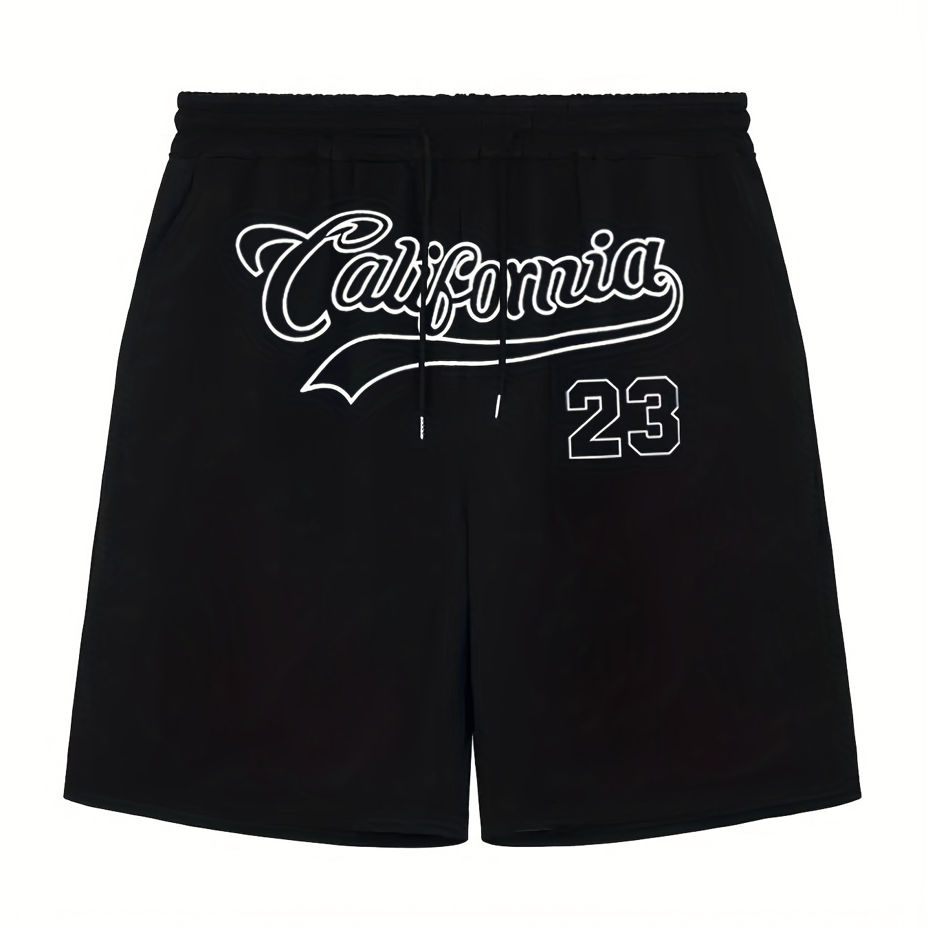 

california 23" Comfy Shorts, Men's Casual Solid Color Slightly Stretch Elastic Waist Drawstring Shorts For Summer