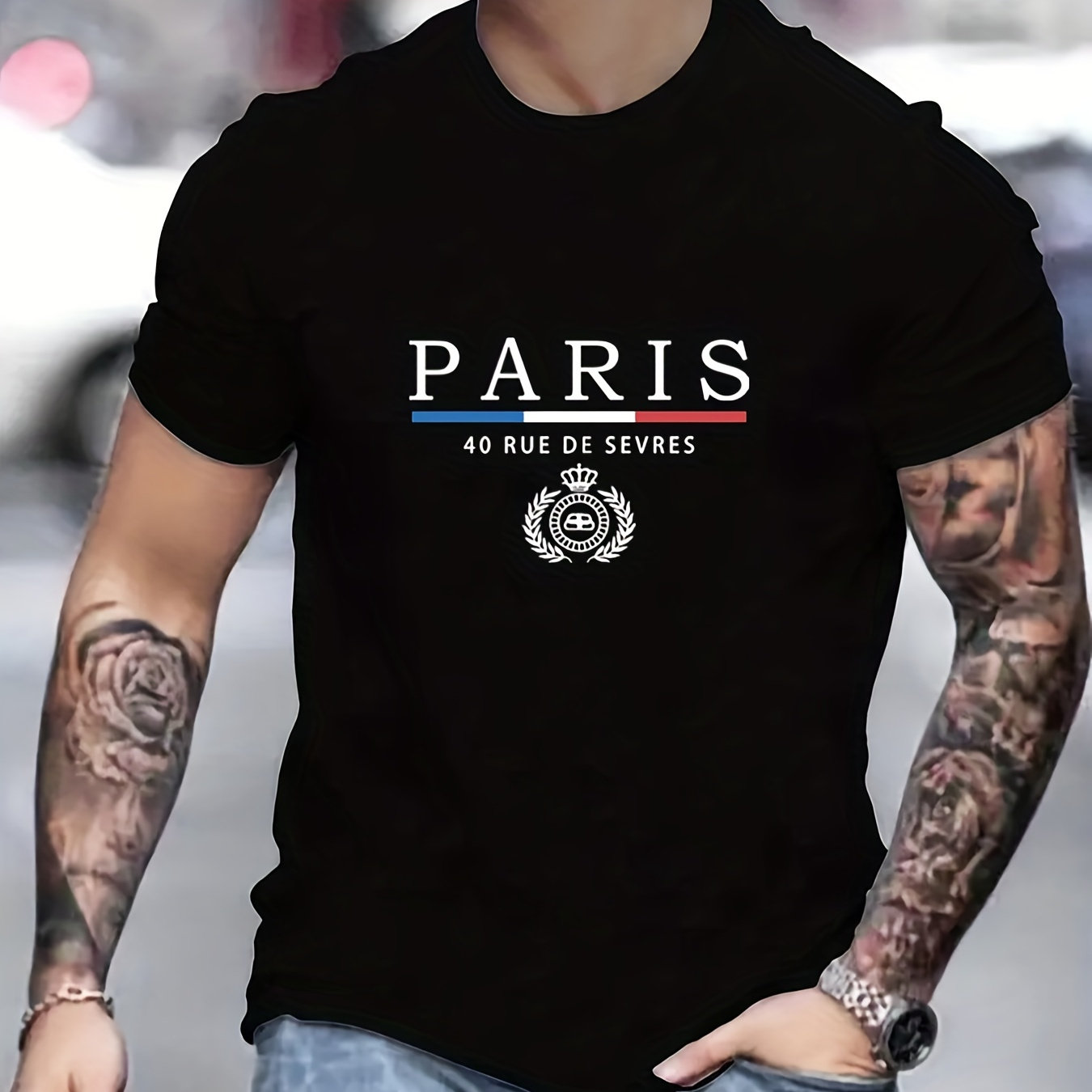 

'paris' Print T Shirt, Tees For Men, Casual Short Sleeve Tshirt For Summer Spring Fall, Tops As Gifts
