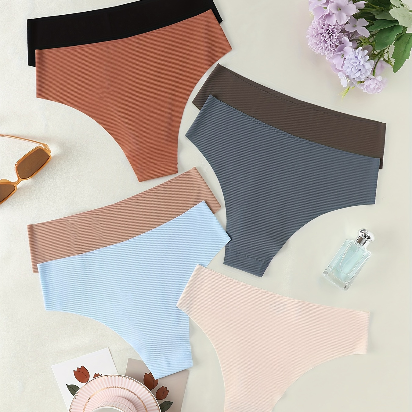 

7pcs Solid Seamless Briefs, Comfy Breathable Stretchy Intimates Panties, Women's Lingerie & Underwear