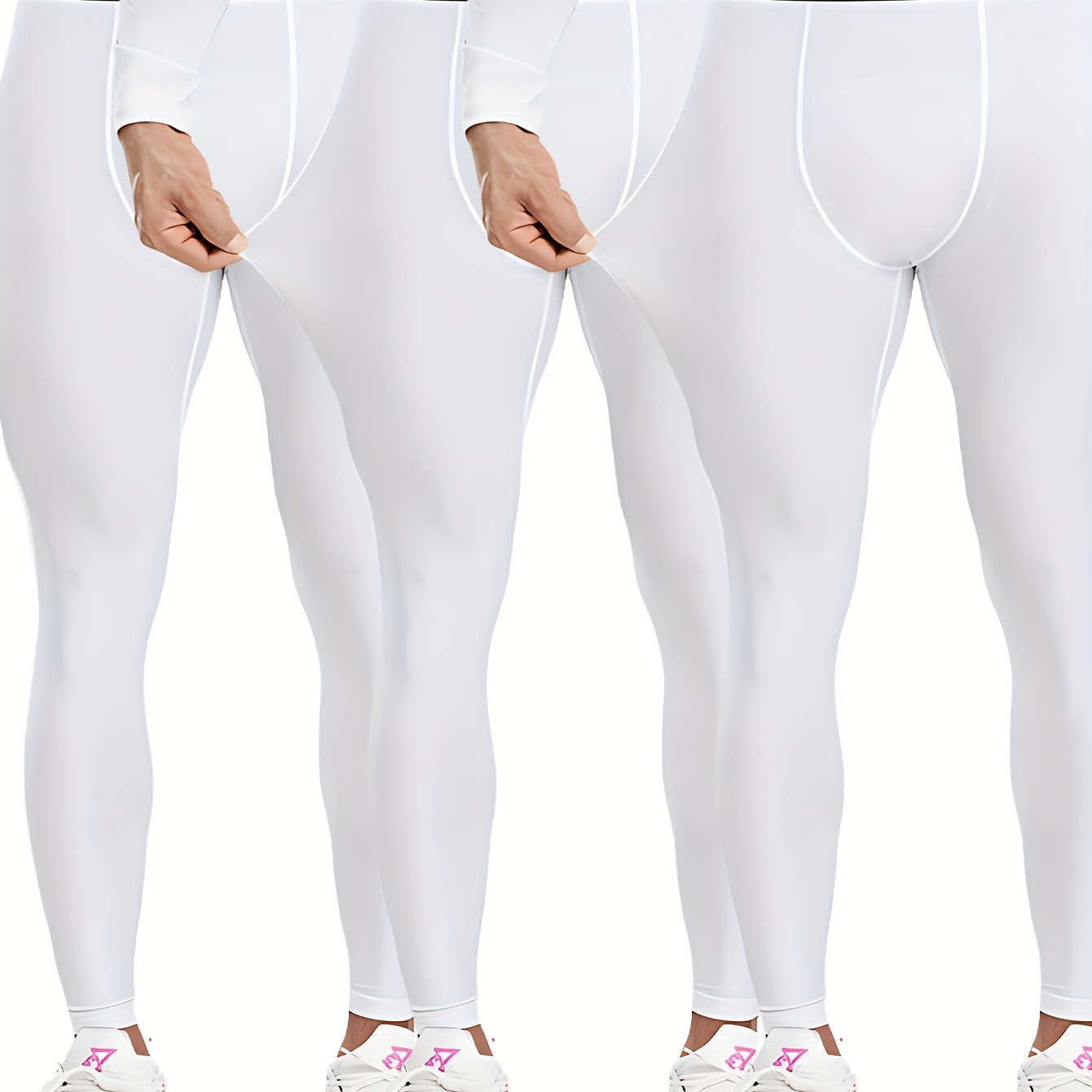 

Men's 3pcs Skinny High Elastic Leggings Moisturizing Compression Pants For Spring Summer Autumn