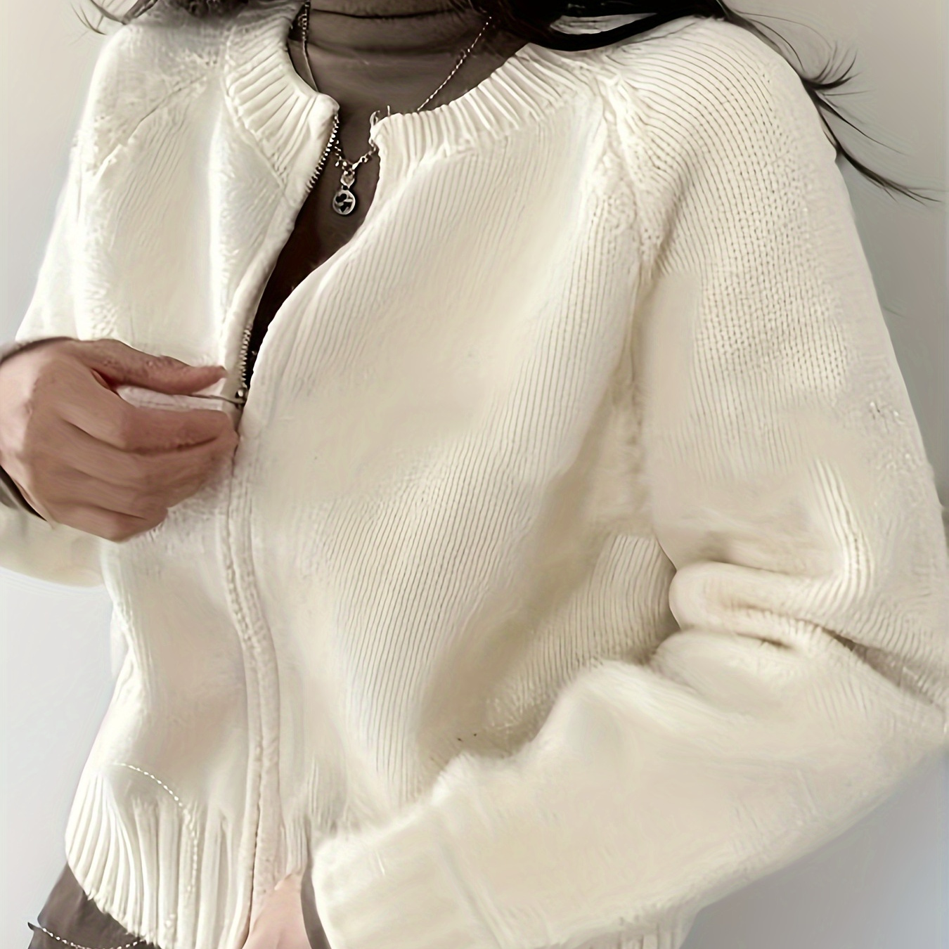 Solid Color Half Zip Lapel Sweater Casual Long Sleeve - Temu