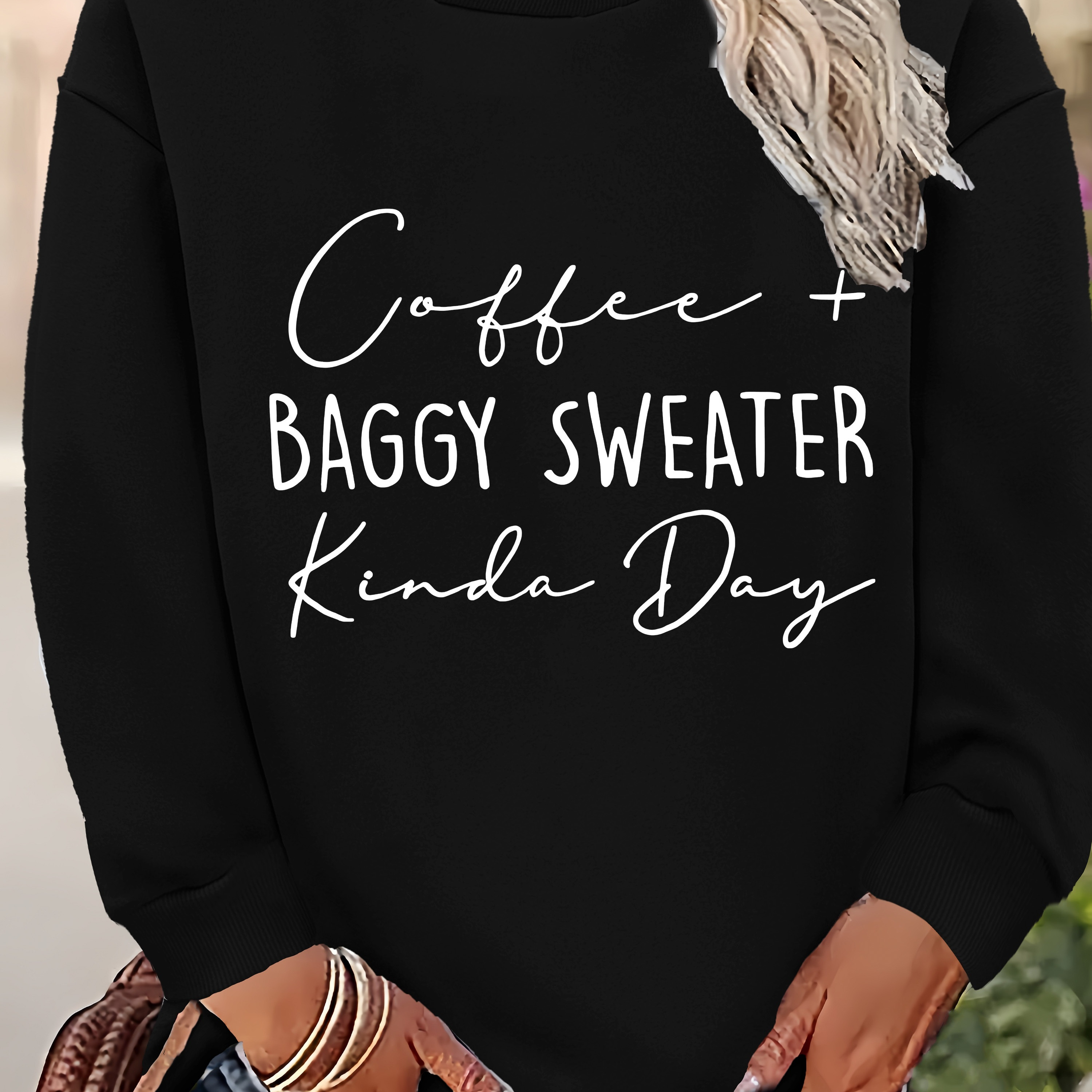 

Letter Print Pullover Sweatshirt, Casual Long Sleeve Crew Neck Sweatshirt For Fall & Winter, Women's Clothing