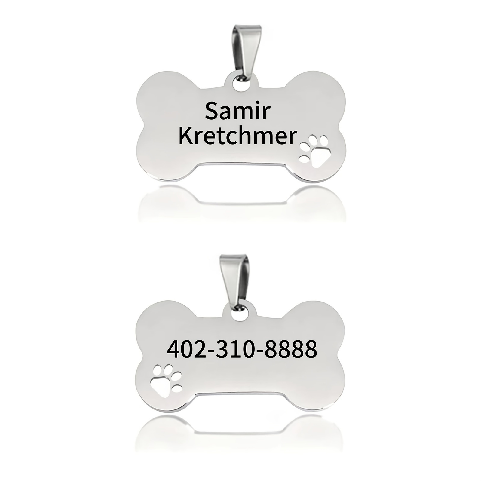 

Customized Stainless Steel Lettering Dog Tag Bone Shaped Dog Tag Personalized Pet Tag