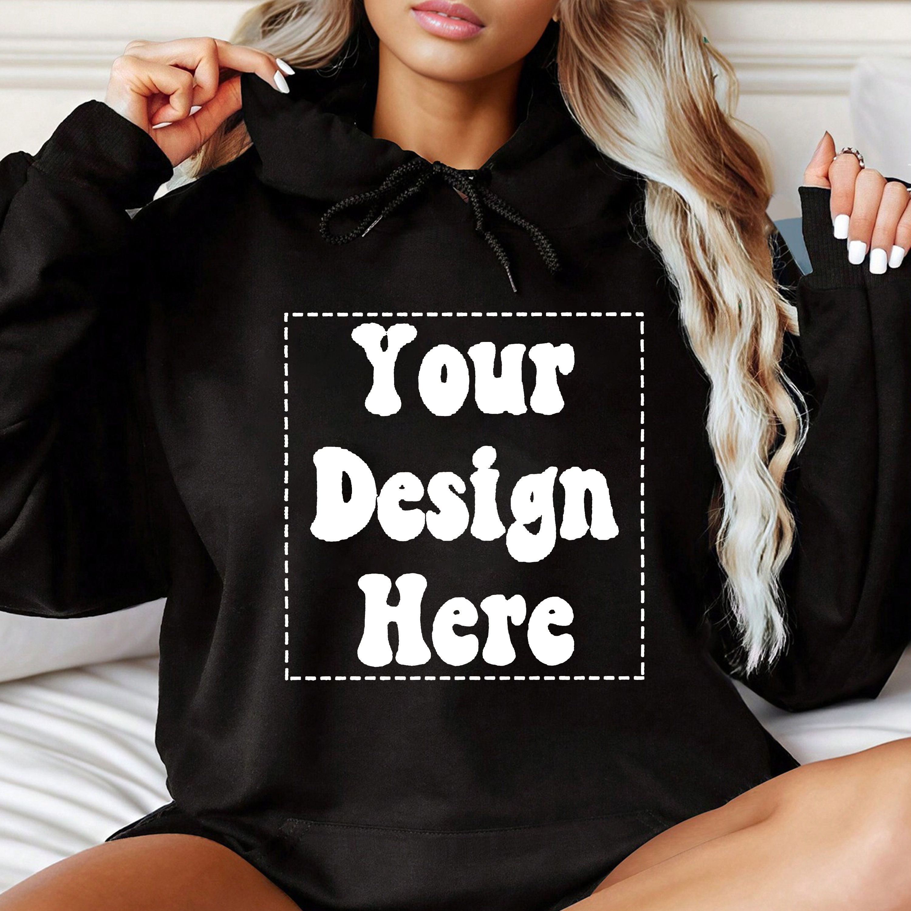 

Personalized Photo Print Kangaroo Pocket Hoodie, Casual Long Sleeve Drawstring Hoodies Sweatshirt, Women's Clothing