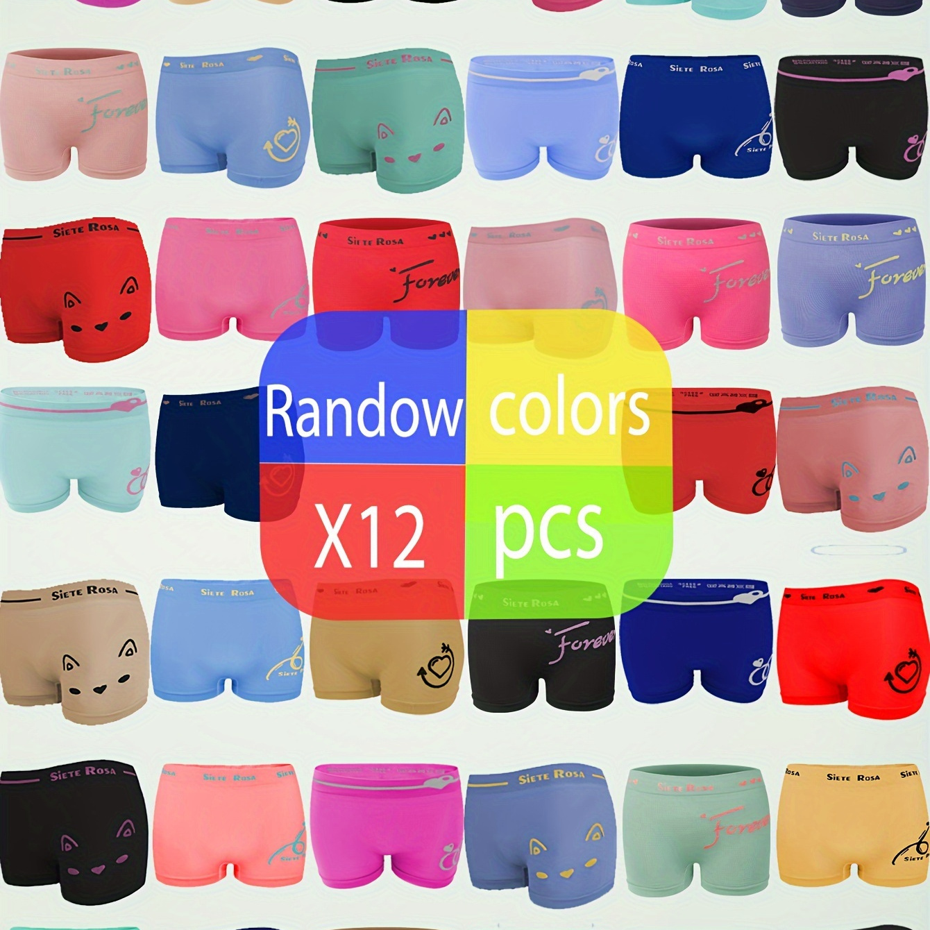 

12pcs Assorted Women's Knitted Boyshort Panties - Unique Random Prints & Colors, Soft Nylon , Non-see-through, Fit For 18-35y