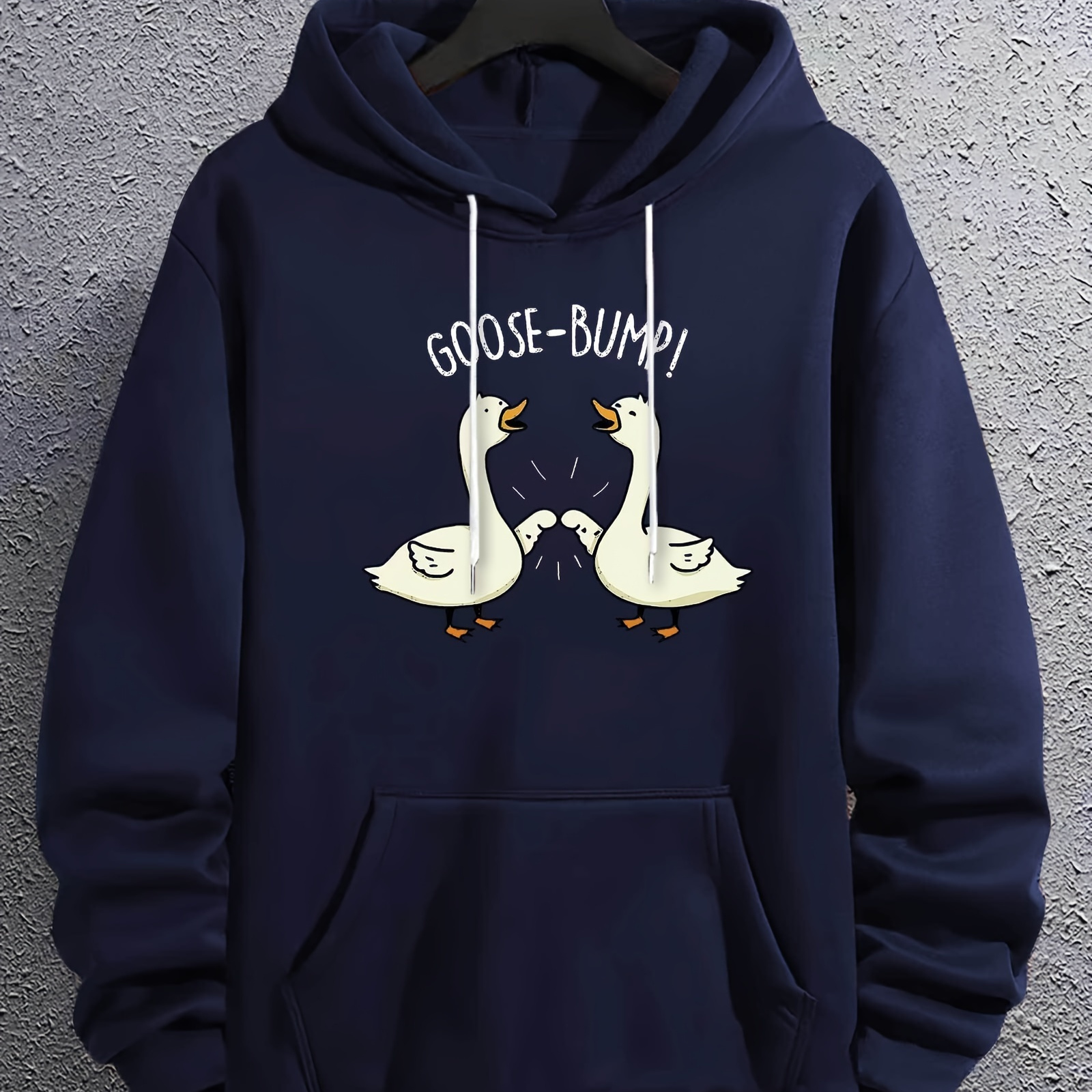 

''goose Bump'' Print Hoodies For Men, Graphic Hoodie With Kangaroo Pocket, Comfy Loose Trendy Hooded Pullover, Mens Clothing For Autumn Winter