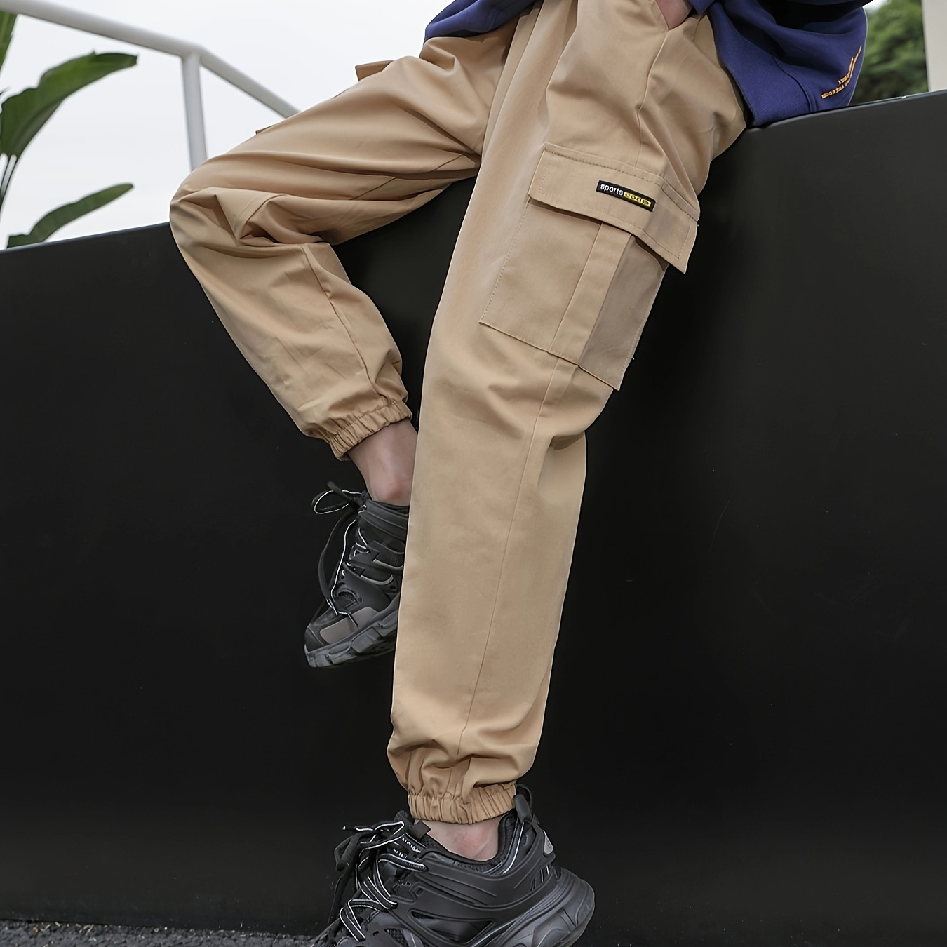 

Pantalons Cargo En Coton Pour Enfants, Pantalons À Taille Élastique Avec Poches, Vêtements Pour Garçons Pour Le Printemps Et L'automne